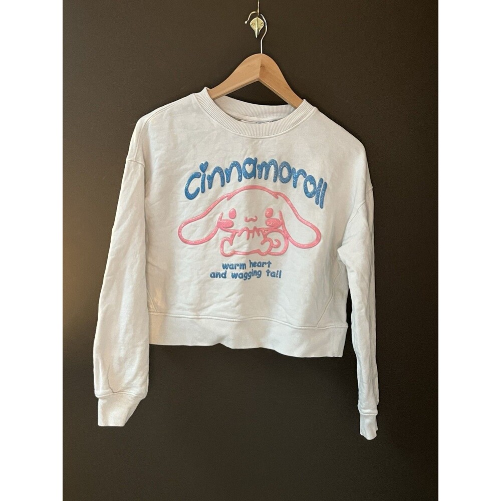 Zara Sanrio Cinnamoroll Sweatshirt Girls 13-14 164 White Glitter Cropped